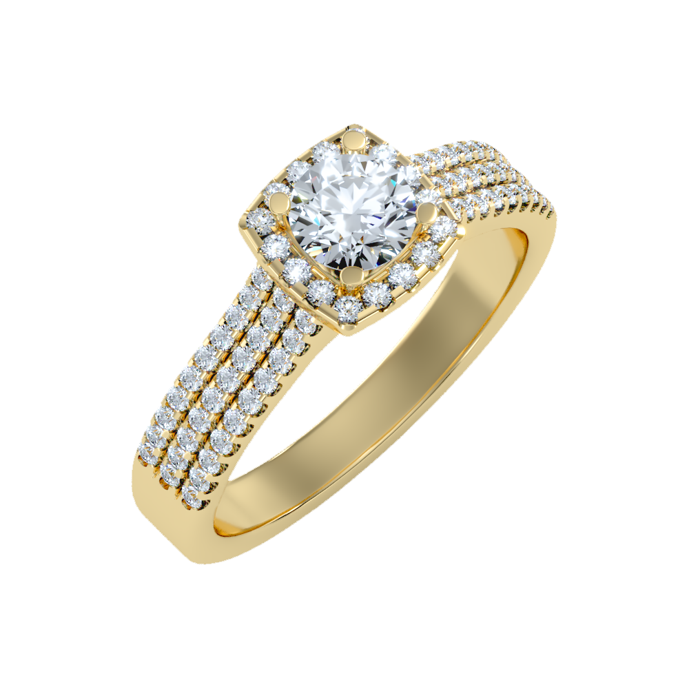 Incandescent Halo Solitaire Ring - Nine