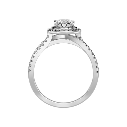 Influential Halo Diamond Ring In 925 Sterling Silver - Two