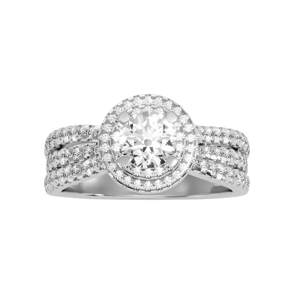 Influential Halo Diamond Ring In 925 Sterling Silver - Three
