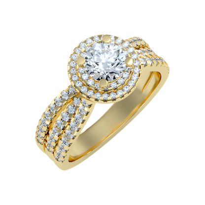 Influential Halo Diamond Ring In 925 Sterling Silver - Five