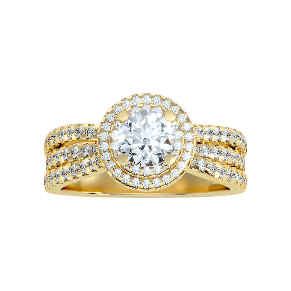 Influential Halo Diamond Ring In 925 Sterling Silver - Six