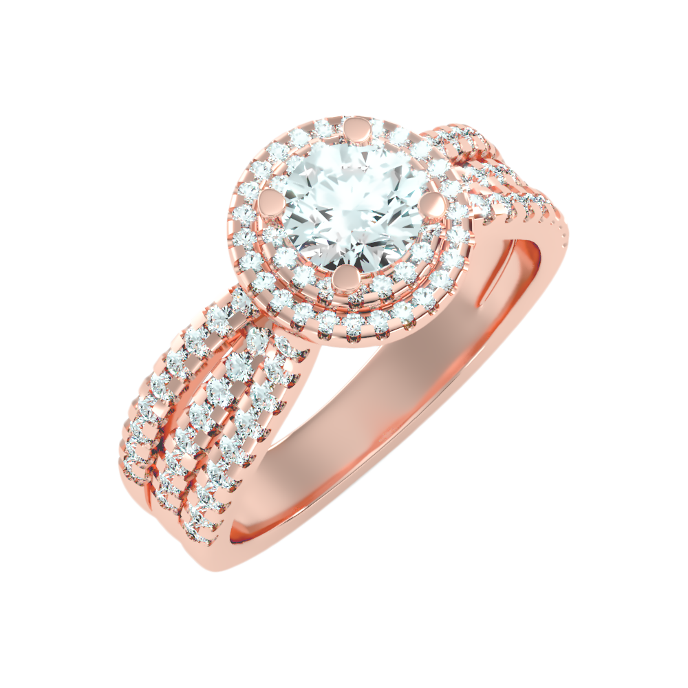 Influential Halo Diamond Ring In 925 Sterling Silver - Nine