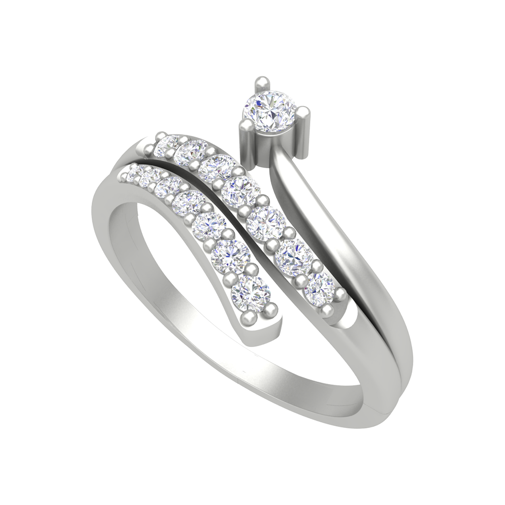 Ira Diamond Ring In 925 Sterling Silver - Five