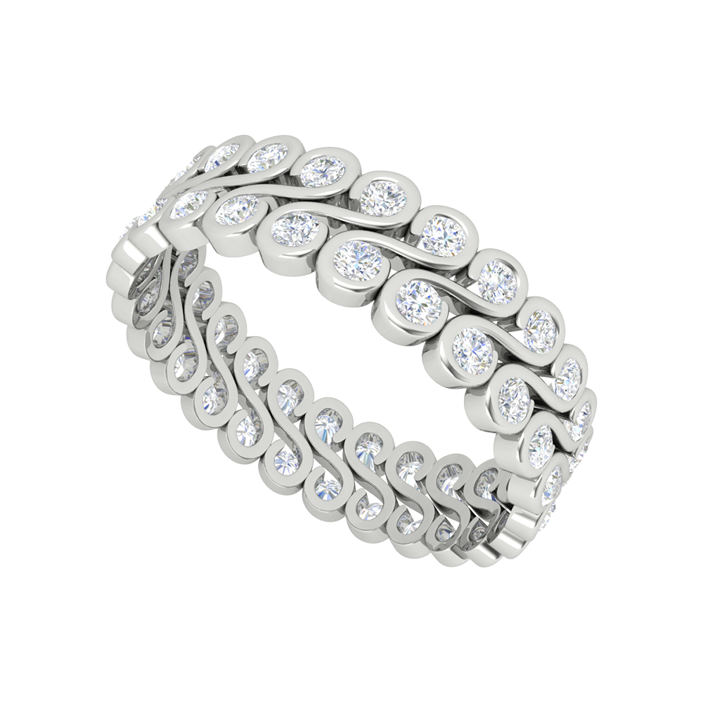 Jacinthe Diamond Band In 925 Sterling Silver - Five