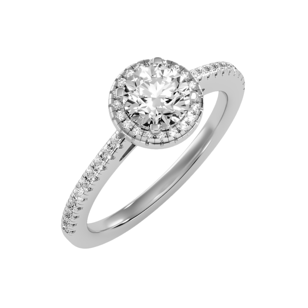 Jene Classic Halo Diamond Engagement Ring In 925 Sterling Silver - One