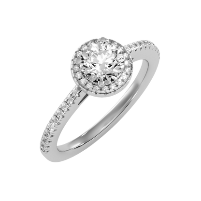 Jene Classic Halo Diamond Engagement Ring In 925 Sterling Silver - One