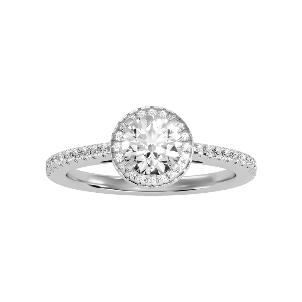 Jene Classic Halo Diamond Engagement Ring In 925 Sterling Silver - Three