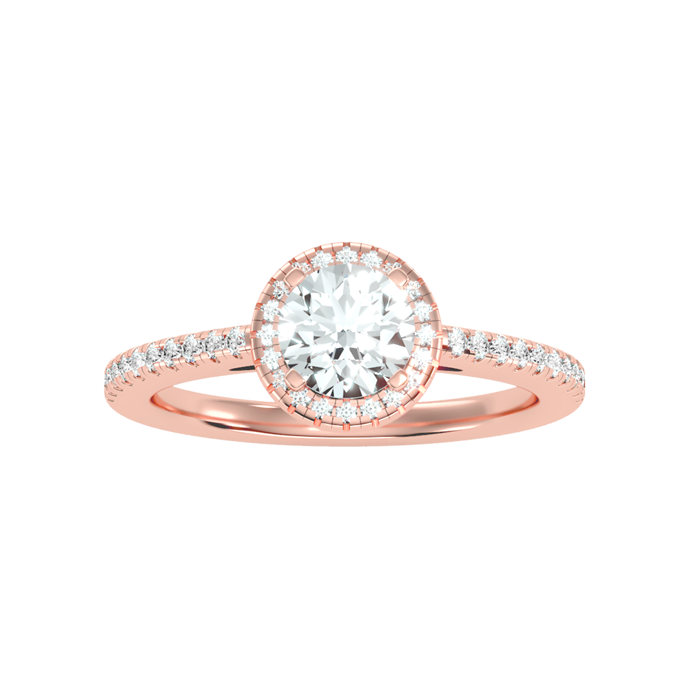 Jene Classic Halo Diamond Engagement Ring In 925 Sterling Silver - Five