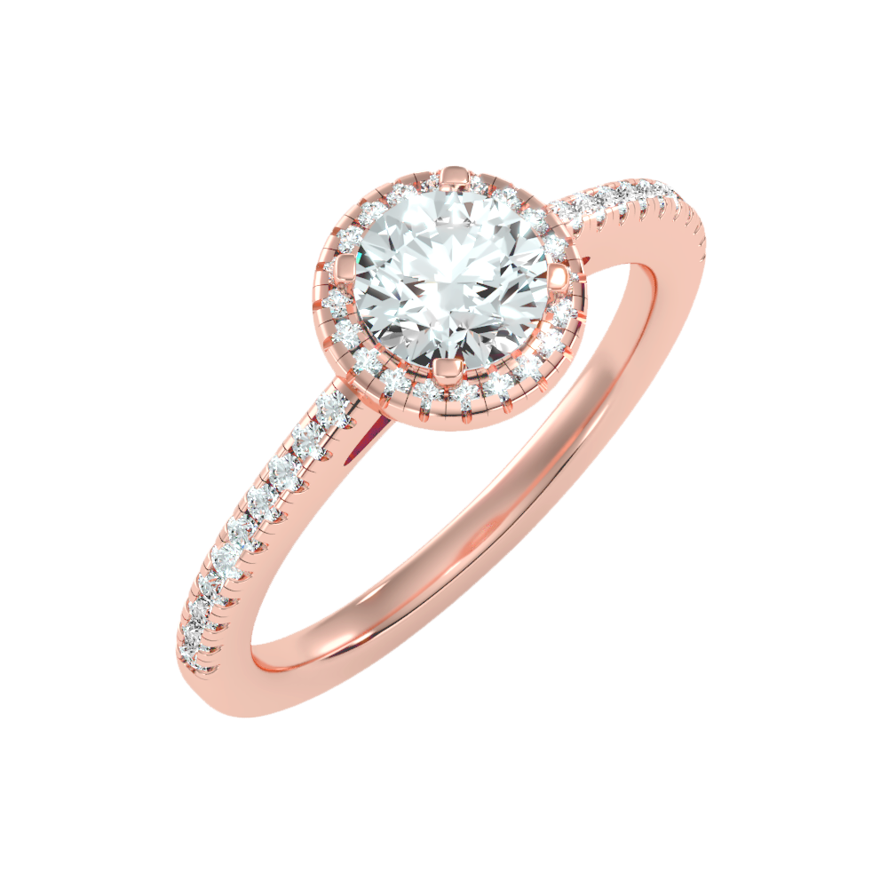 Jene Classic Halo Diamond Engagement Ring In 925 Sterling Silver - Seven