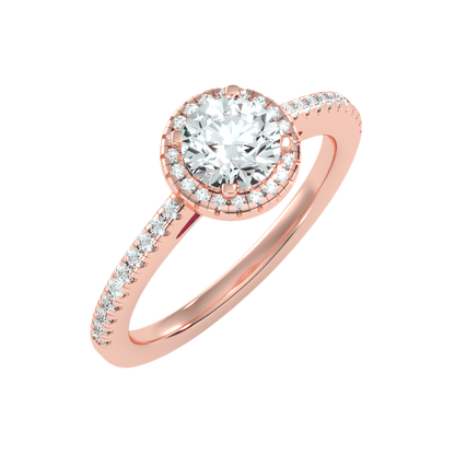 Jene Classic Halo Diamond Engagement Ring In 925 Sterling Silver - Seven