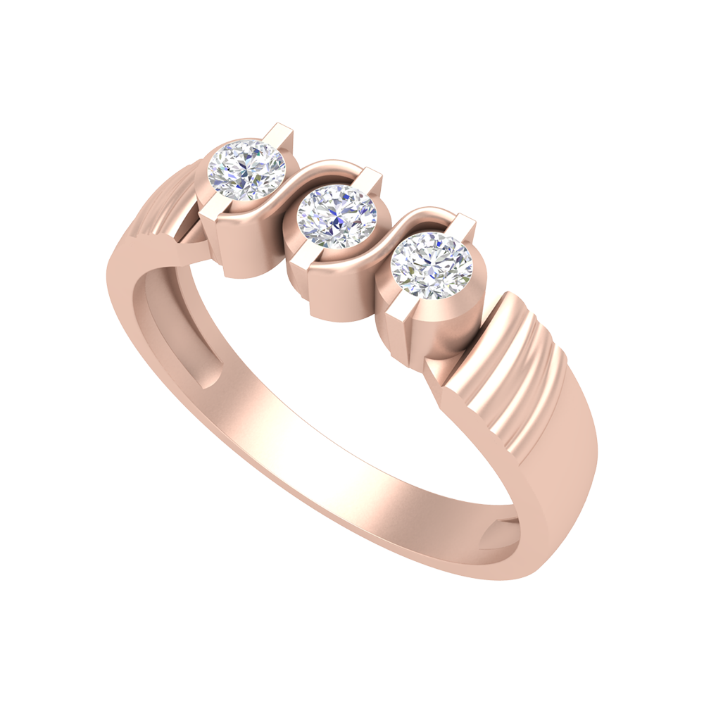 Jewel Tone Gems Tri Stone Ring In 925 Sterling Silver - One