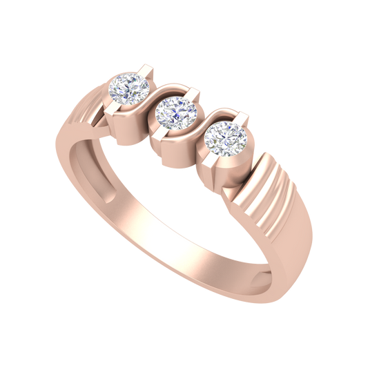 Jewel Tone Gems Tri Stone Ring In 925 Sterling Silver - One