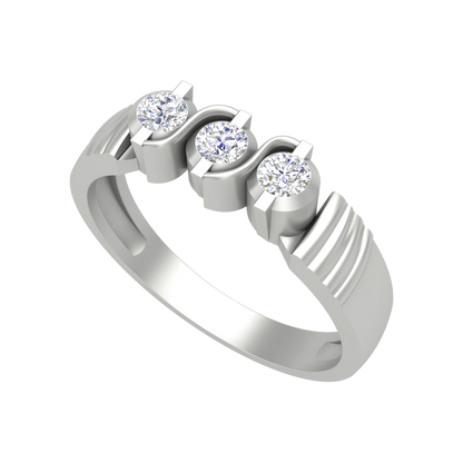 Jewel Tone Gems Tri Stone Ring In 925 Sterling Silver - Five
