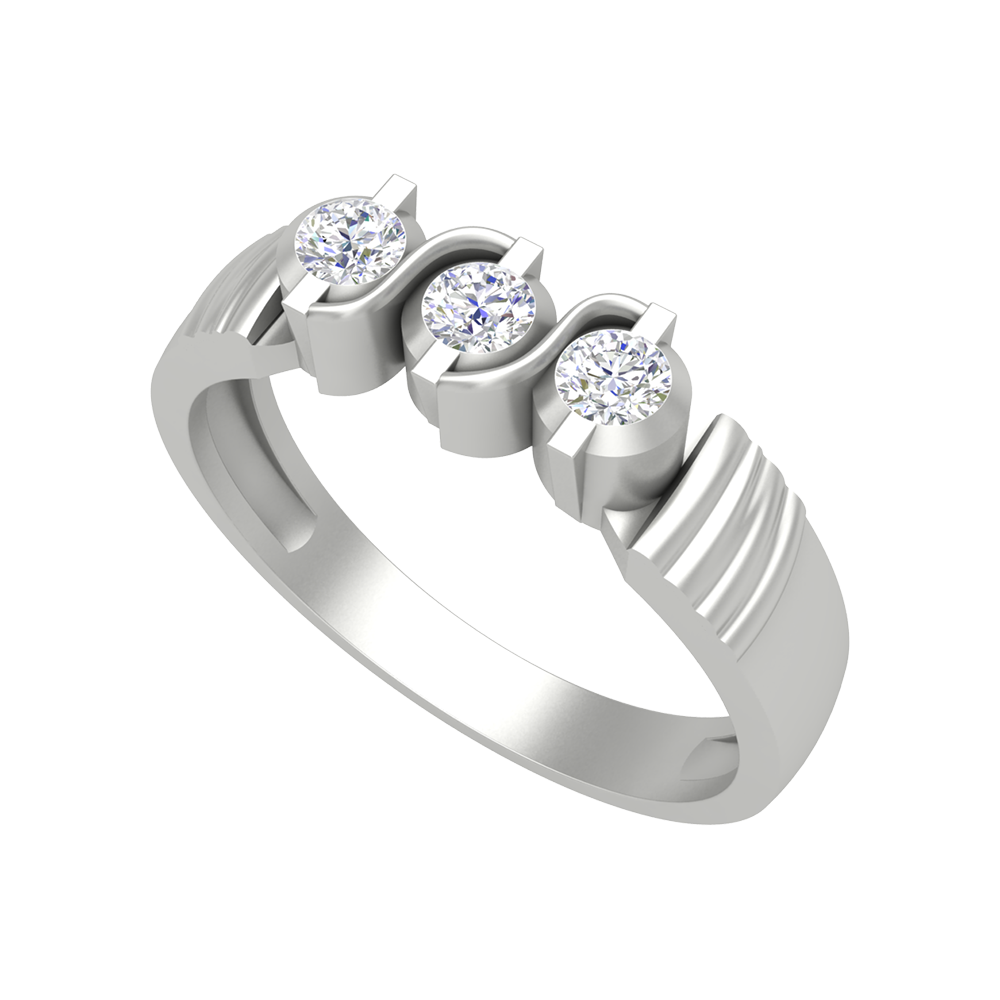 Jewel Tone Gems Tri Stone Ring - Five