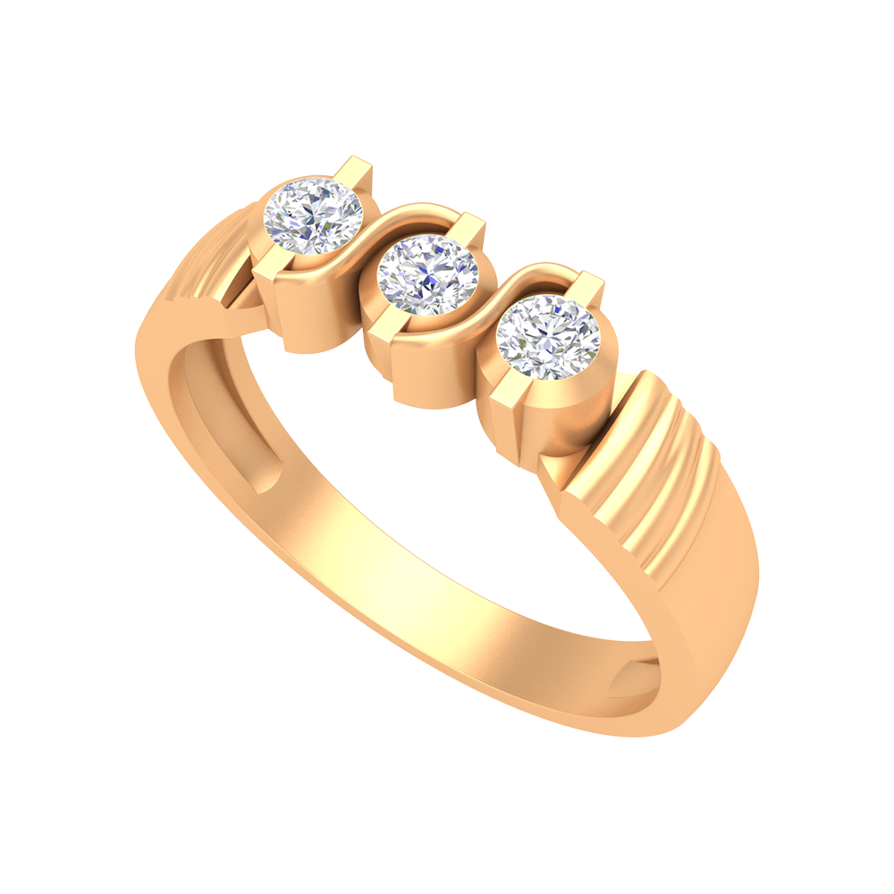 Jewel Tone Gems Tri Stone Ring - Nine