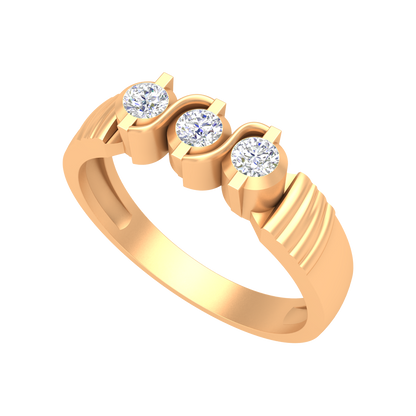 Jewel Tone Gems Tri Stone Ring - Nine
