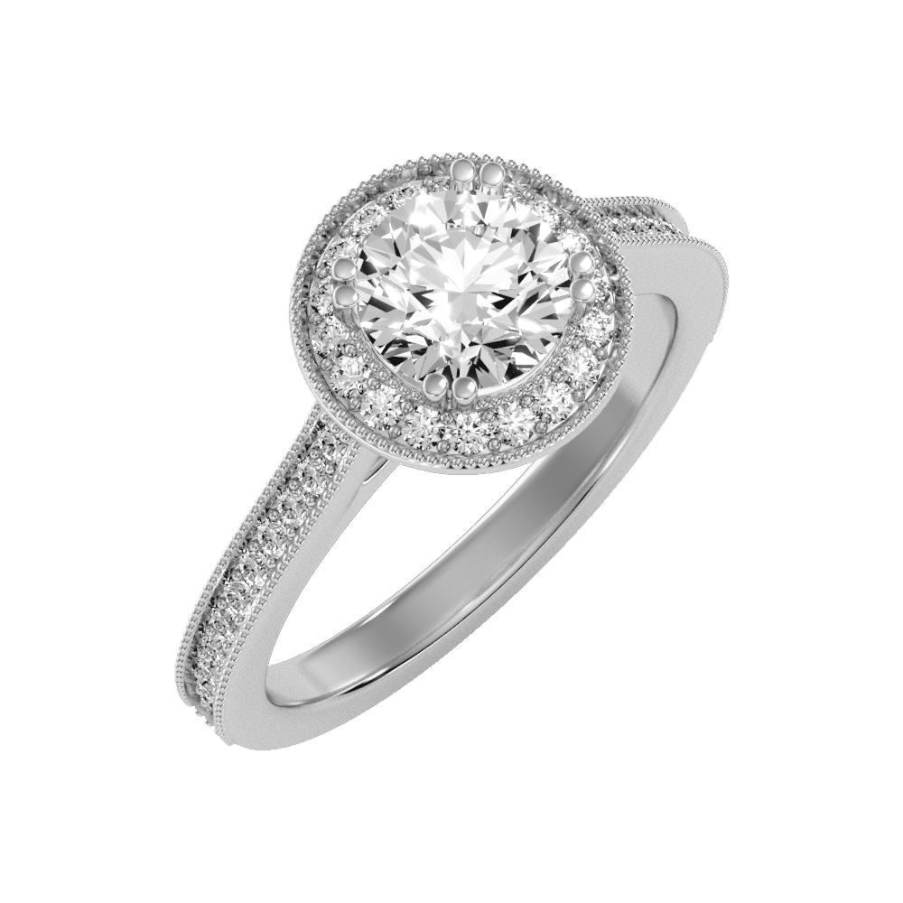 Jewne Classic Halo Diamond Engagement Ring - One