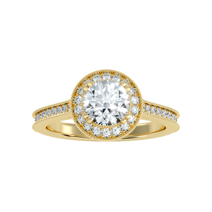 Jewne Classic Halo Diamond Engagement Ring In 925 Sterling Silver - Ten
