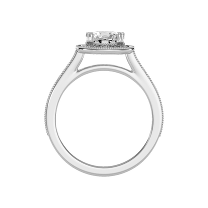 Jewne Classic Halo Diamond Engagement Ring In 925 Sterling Silver - Two
