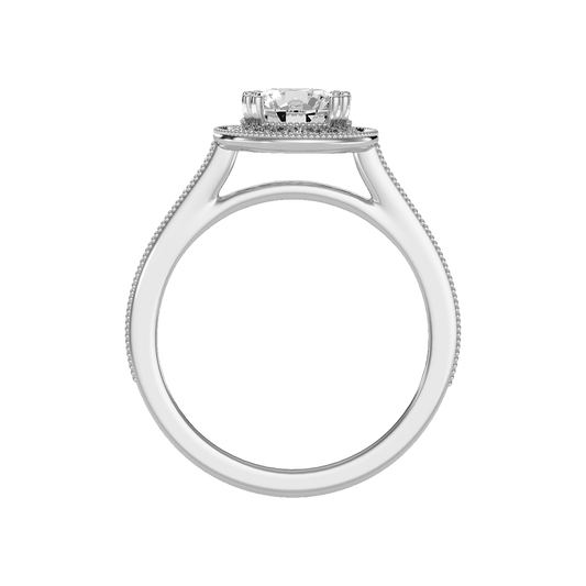 Jewne Classic Halo Diamond Engagement Ring In 925 Sterling Silver - Two