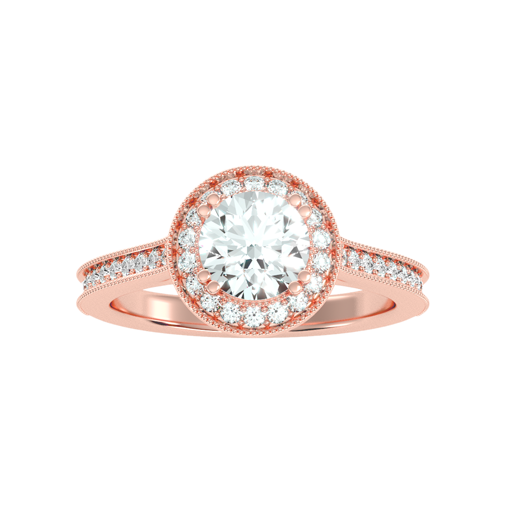 Jewne Classic Halo Diamond Engagement Ring In 925 Sterling Silver - Five