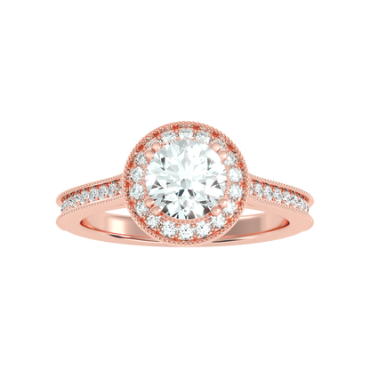 Jewne Classic Halo Diamond Engagement Ring In 925 Sterling Silver - Five