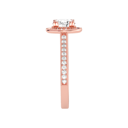 Jewne Classic Halo Diamond Engagement Ring In 925 Sterling Silver - Eight