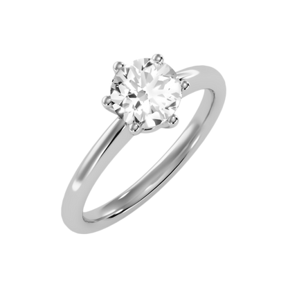 Joyful Classic Solitaire Ring In 925 Sterling Silver - Five