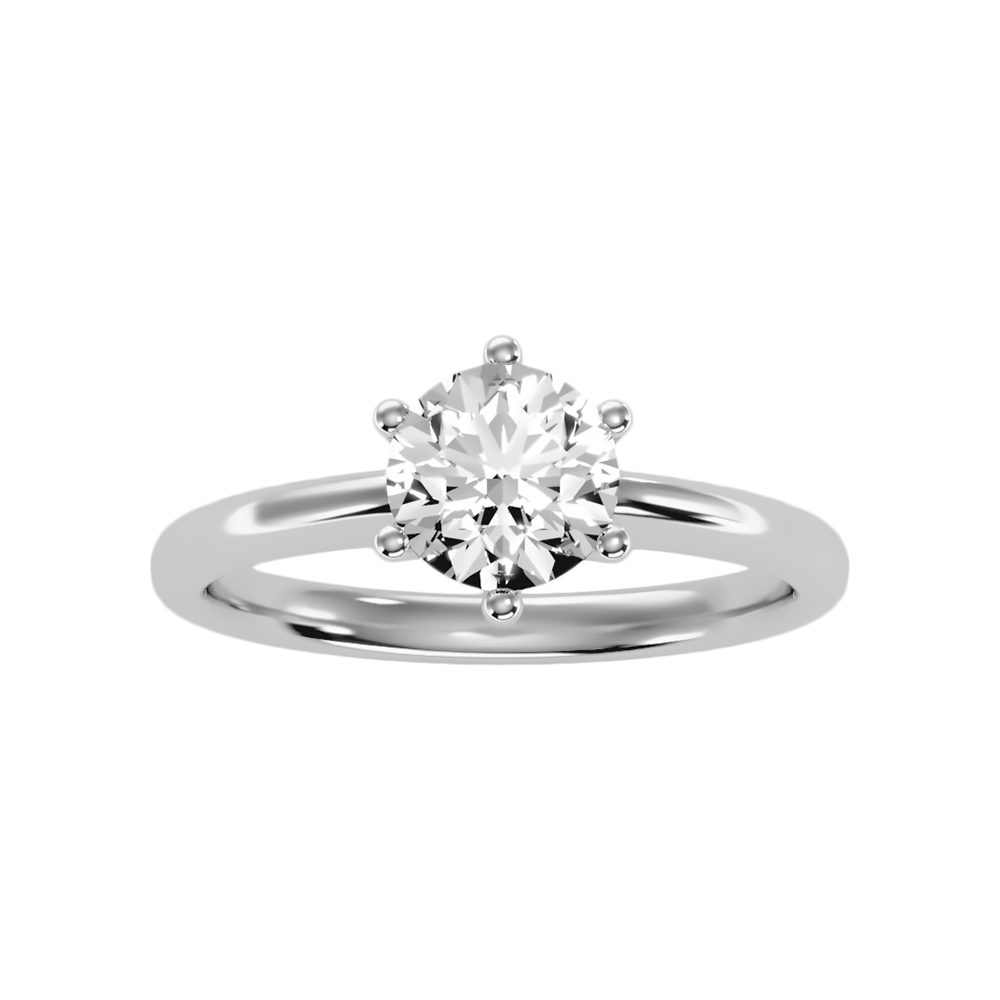 Joyful Classic Solitaire Ring In 925 Sterling Silver - Six