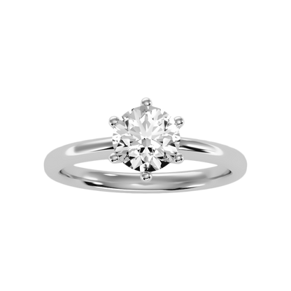 Joyful Classic Solitaire Ring In 925 Sterling Silver - Six
