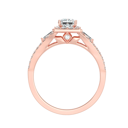 Rose Gold Asscher Cut Diamond Halo Engagement Ring With Hidden Diamond Detail - One