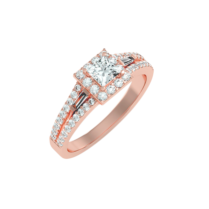 Rose Gold Asscher Cut Diamond Halo Engagement Ring With Hidden Diamond Detail - Three