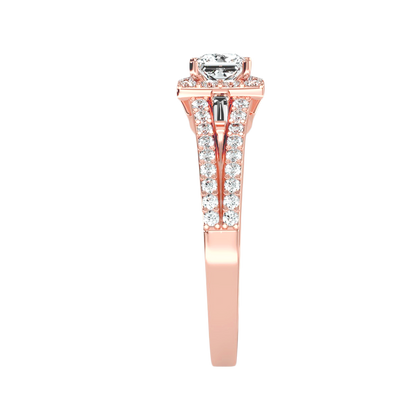 Rose Gold Asscher Cut Diamond Halo Engagement Ring With Hidden Diamond Detail - Four