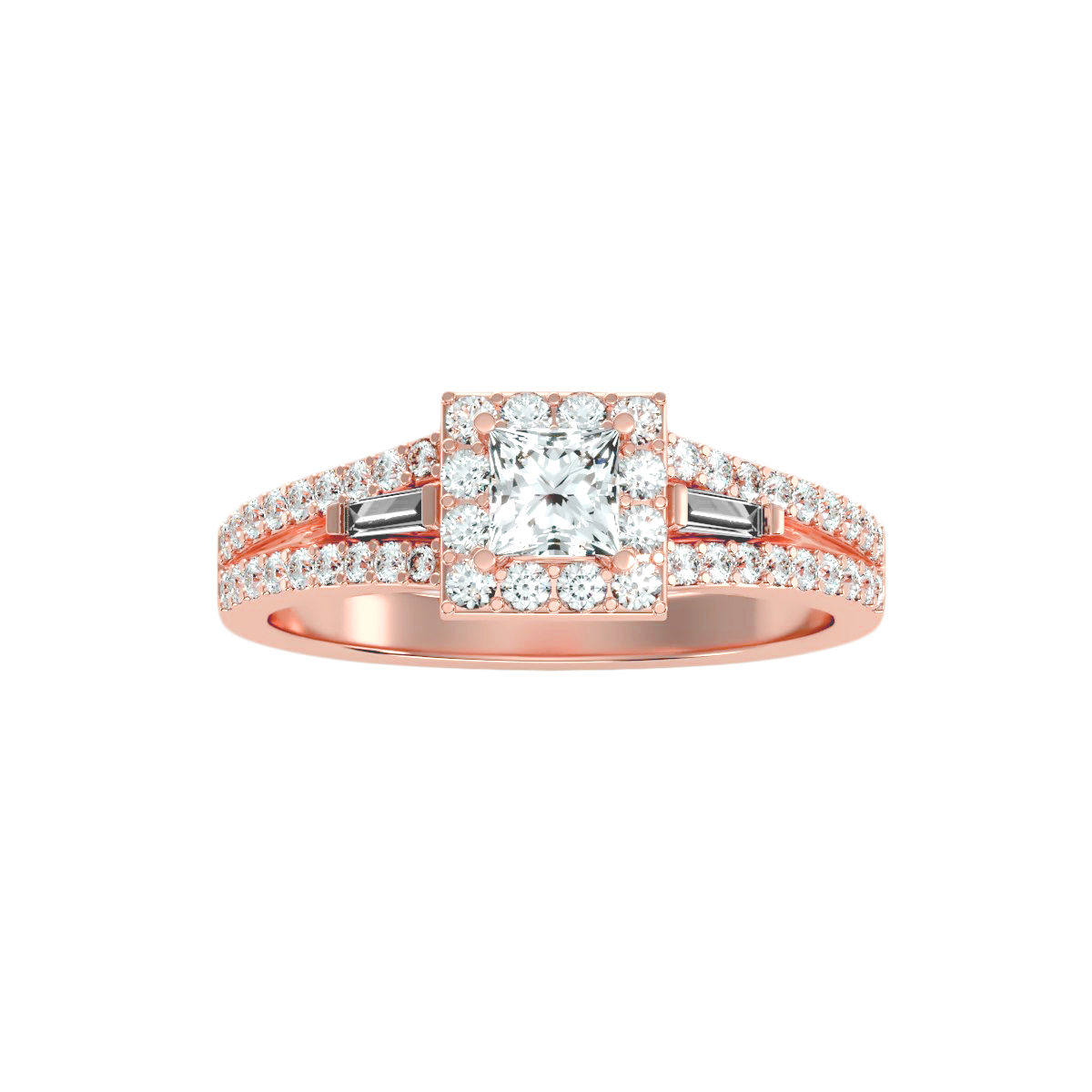 Rose Gold Asscher Cut Diamond Halo Engagement Ring With Hidden Diamond Detail - Five
