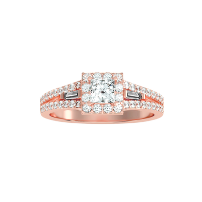 Rose Gold Asscher Cut Diamond Halo Engagement Ring With Hidden Diamond Detail - Five