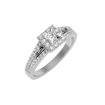 Rose Gold Asscher Cut Diamond Halo Engagement Ring With Hidden Diamond Detail - Seven