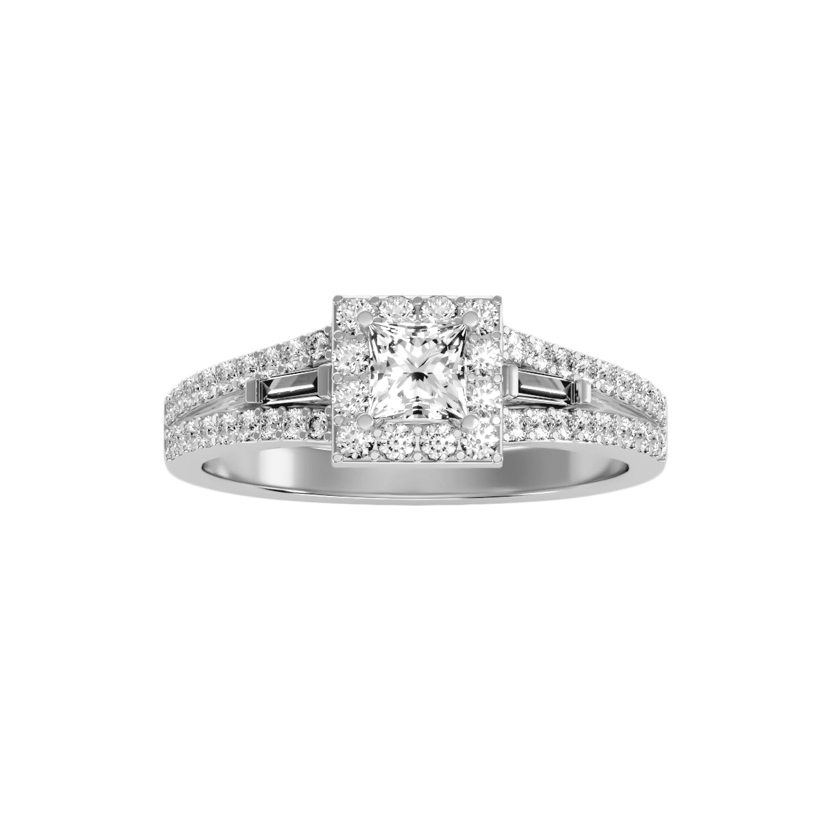 Rose Gold Asscher Cut Diamond Halo Engagement Ring With Hidden Diamond Detail - Nine