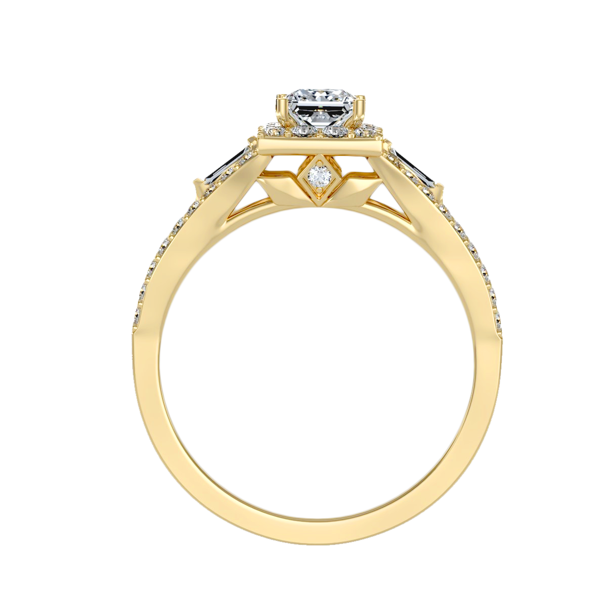 Rose Gold Asscher Cut Diamond Halo Engagement Ring With Hidden Diamond Detail - Ten