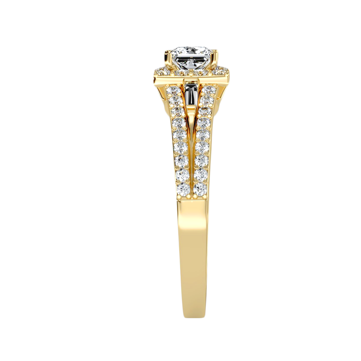 Rose Gold Asscher Cut Diamond Halo Engagement Ring With Hidden Diamond Detail - Twelve