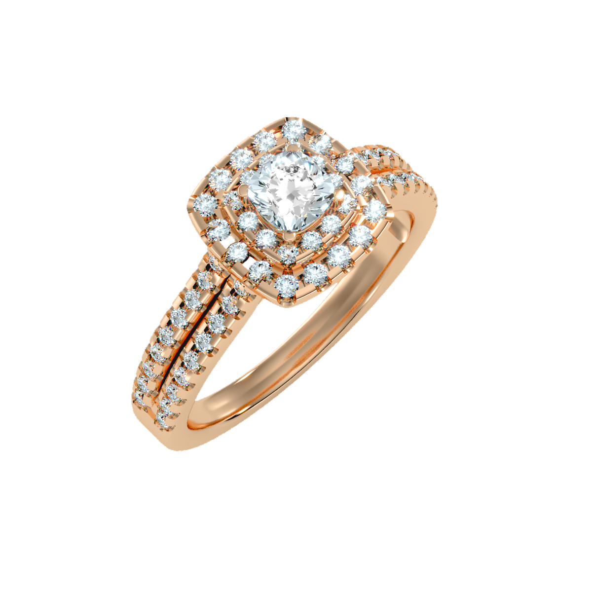Rose Gold Double Halo Diamond Engagement Ring With Filigree Detail - Three