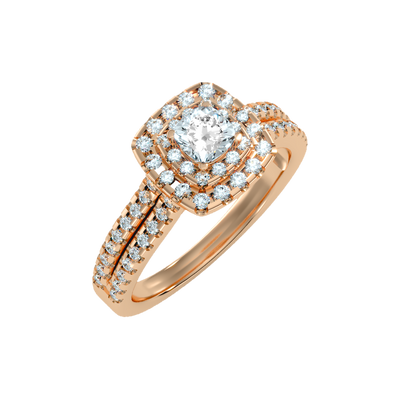 Rose Gold Double Halo Diamond Engagement Ring With Filigree Detail - Three