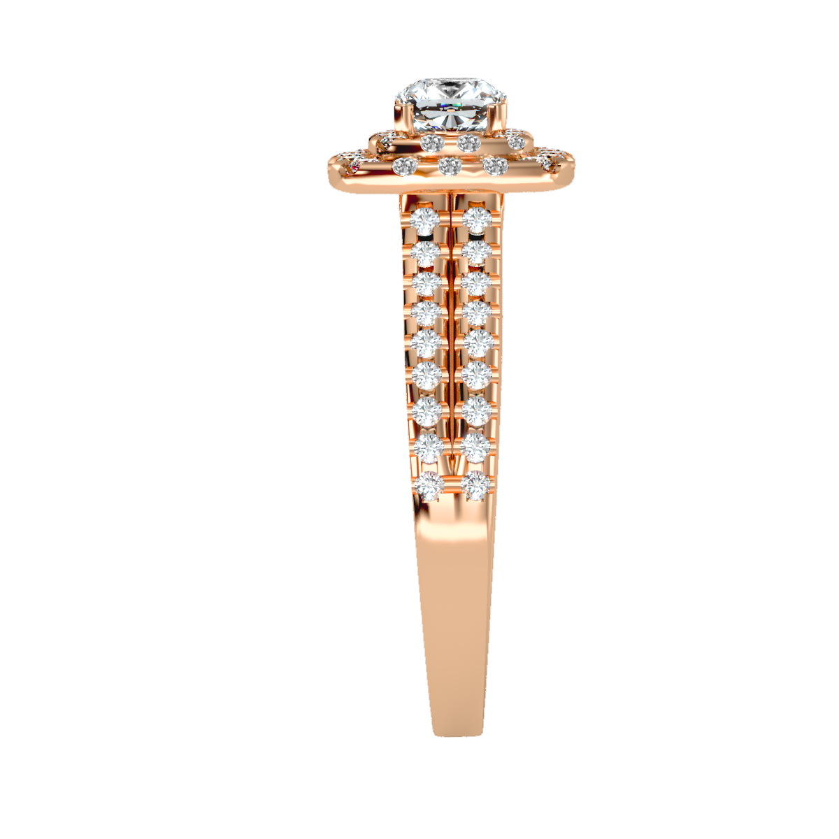 Rose Gold Double Halo Diamond Engagement Ring With Filigree Detail - Four