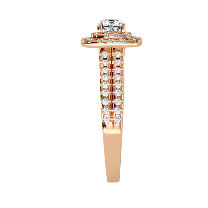 Rose Gold Double Halo Diamond Engagement Ring With Filigree Detail - Four