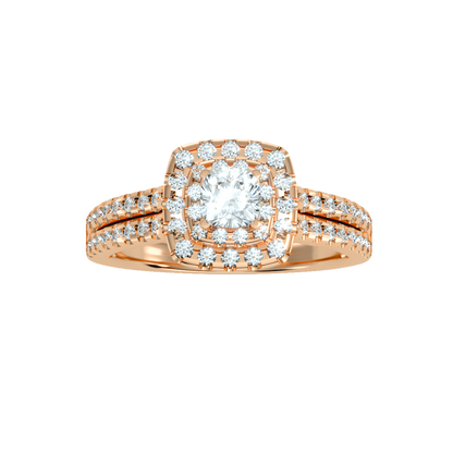 0.5 Ct Center Diamond Crafted with Double Halo Setting