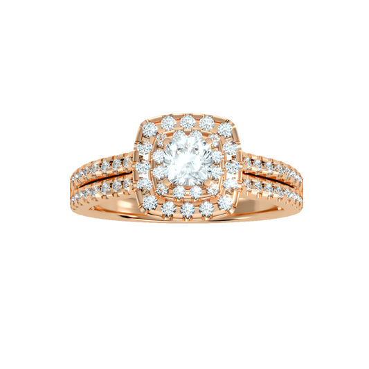 0.5 Ct Center Diamond Crafted with Double Halo Setting