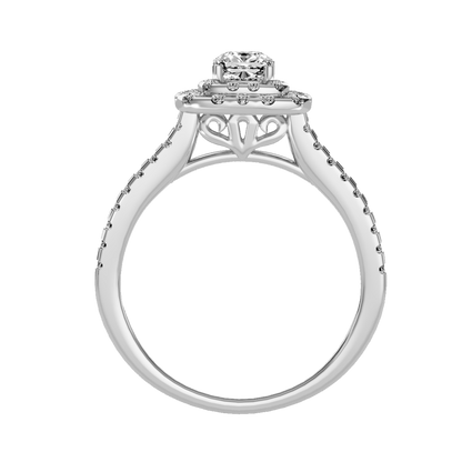 0.5 Ct Center Diamond Crafted with Double Halo Setting