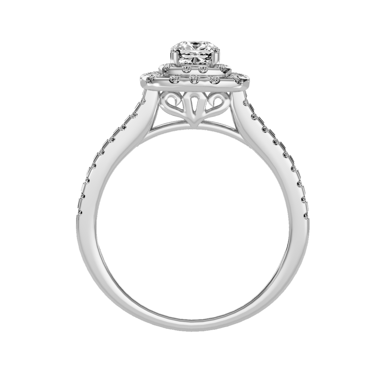 Rose Gold Double Halo Diamond Engagement Ring With Filigree Detail - Six