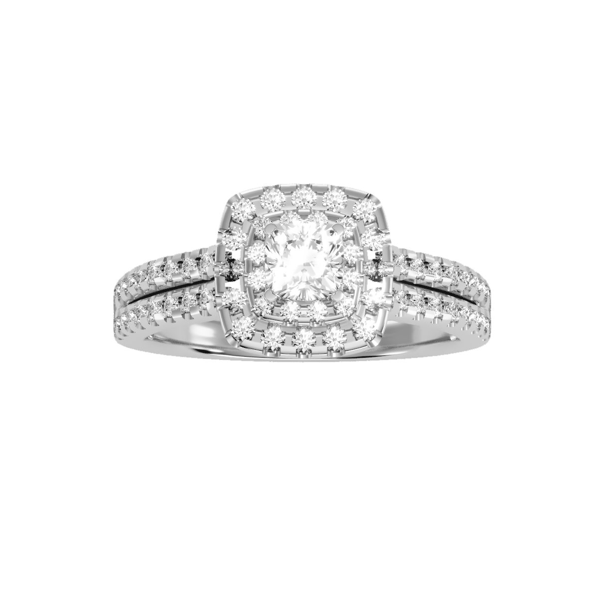 0.5 Ct Center Diamond Crafted with Double Halo Setting