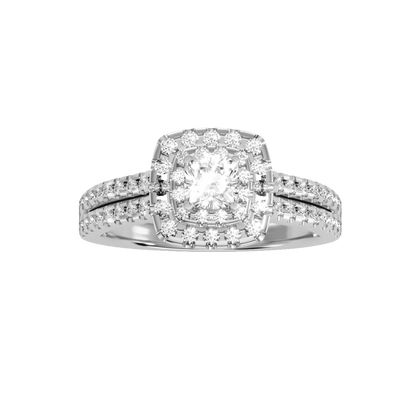 0.5 Ct Center Diamond Crafted with Double Halo Setting