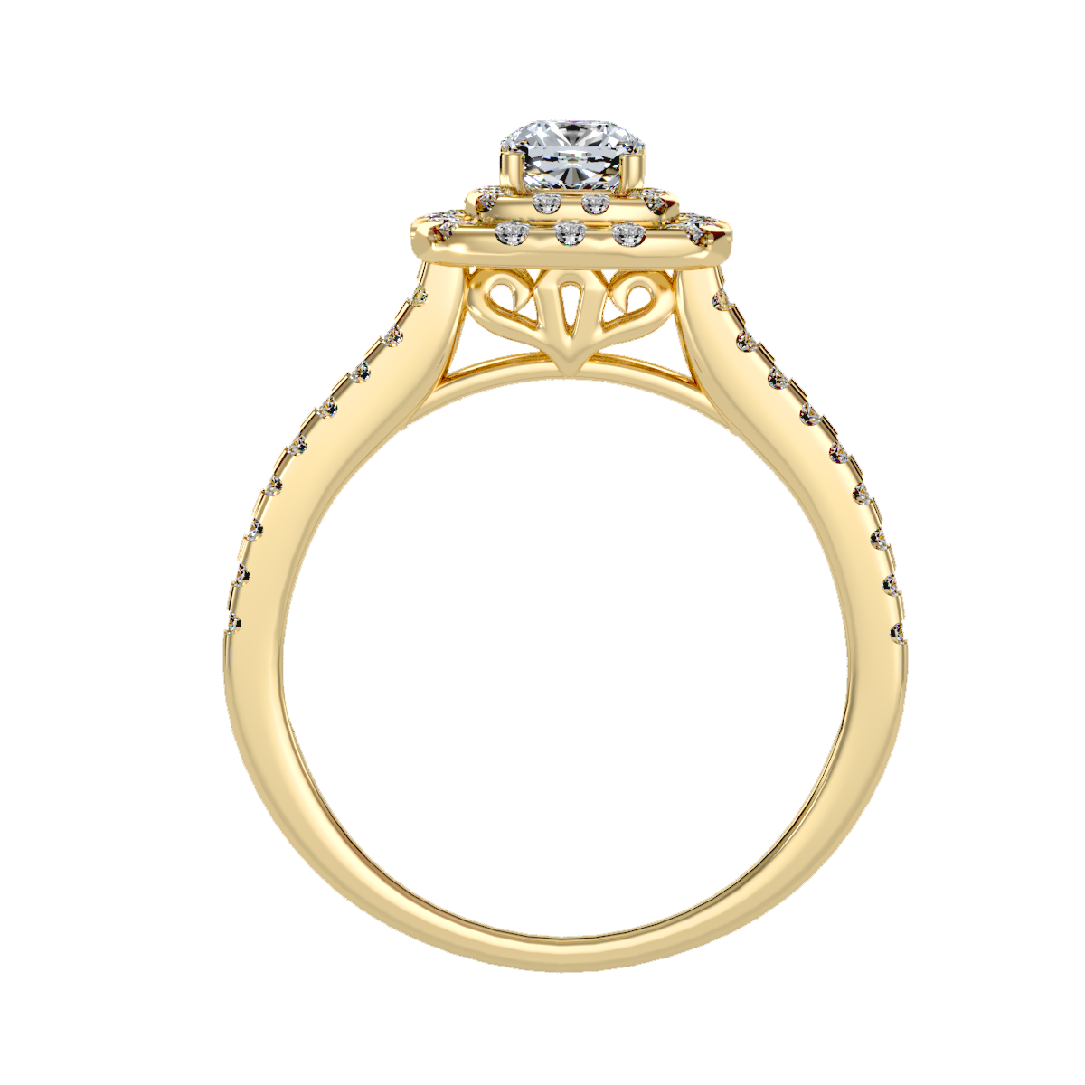 Rose Gold Double Halo Diamond Engagement Ring With Filigree Detail - Ten